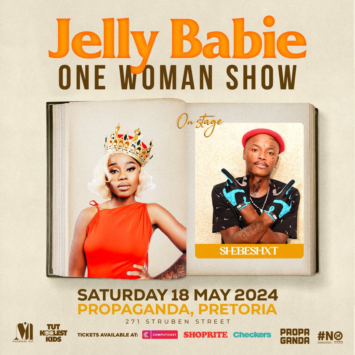 Are you ready for #JellyBabieAtPropaganda One Woman Show because I know I definitely am and the line up is fire!! Come see the likes of Shebeshxt, Focalistic, Cyan Boujee and many more doing their thing

Get your tickets here:

computicket-boxoffice.com/e/jelly-babie-…