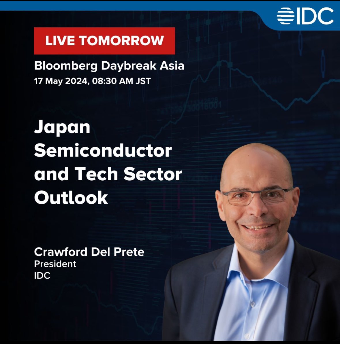 Can’t wait to connect with the @business team in Asia on @BloombergTV Daybreak to discuss tech market demand from Tokyo! Looking forward to the discussion Annabelle Droulers, @HaidiLun; @IDC @IDCJapan