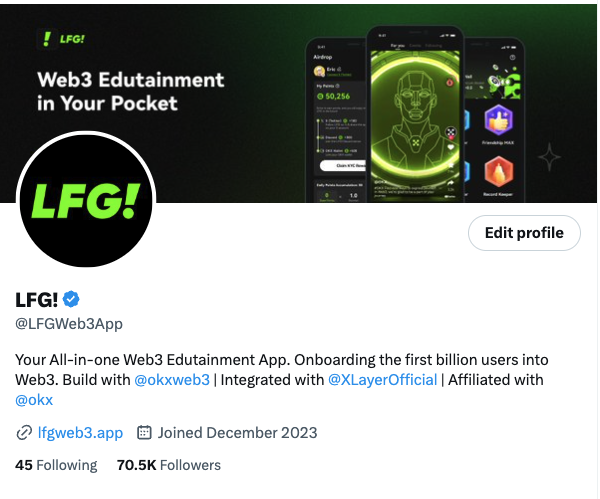 LFGWeb3App's tweet photo. ๐70K milestone achieved
#LFG #web3โโ #LFGCommunity https://t.co/1CP1TBjAF7