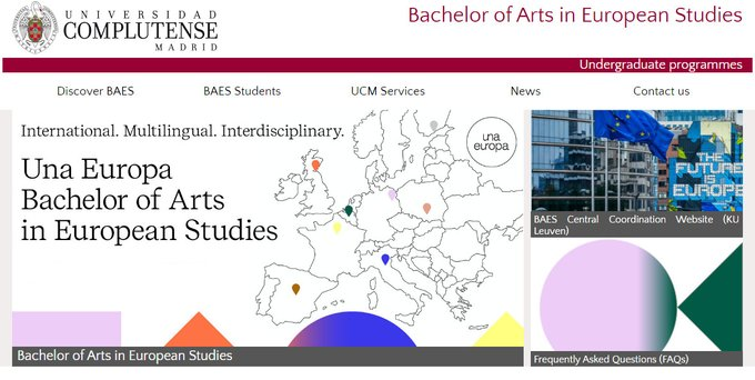 🤔¿Sabias que el grado conjunto en Estudios Europeos🇪🇺 de @Una_Europa de la @unicomplutense, #BAES es una titulación pionera en Europa? 👉Descúbrela: 🔗ucm.es/baes/ @venalaComplu