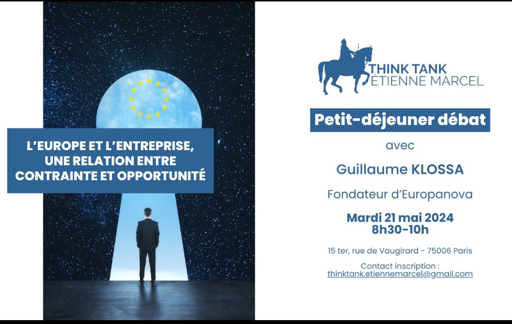 #Europe #débat #entreprises #pme Un plaisir d’accueillir @GuillaumeKlossa mardi 21 mai pour un débat sur les contraintes et les opportunités de l’Europe pour nos entreprises. Et sortir de l’angélisme ou de la martyrologie… @Europa_Nova @jnbarrot