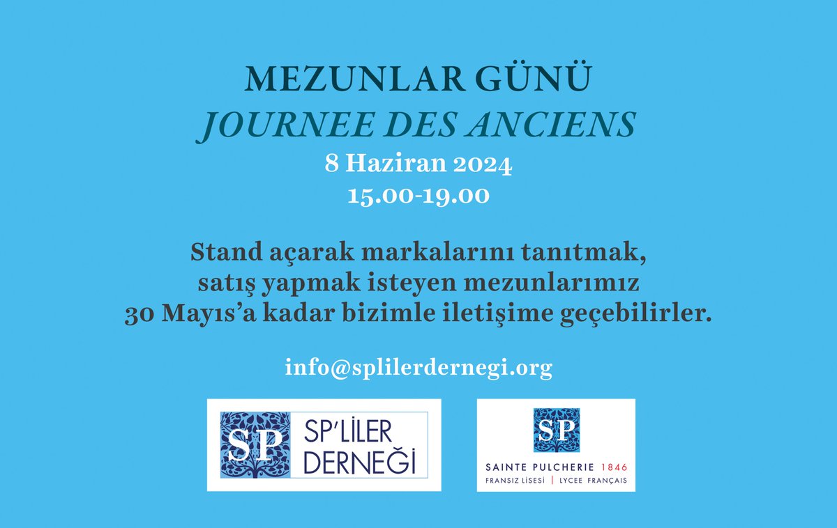 StePulcherie's tweet photo. Mezunlar günü duyurusu.
--
Infomations sur la journée des anciens. https://t.co/gHJW2XMOzo