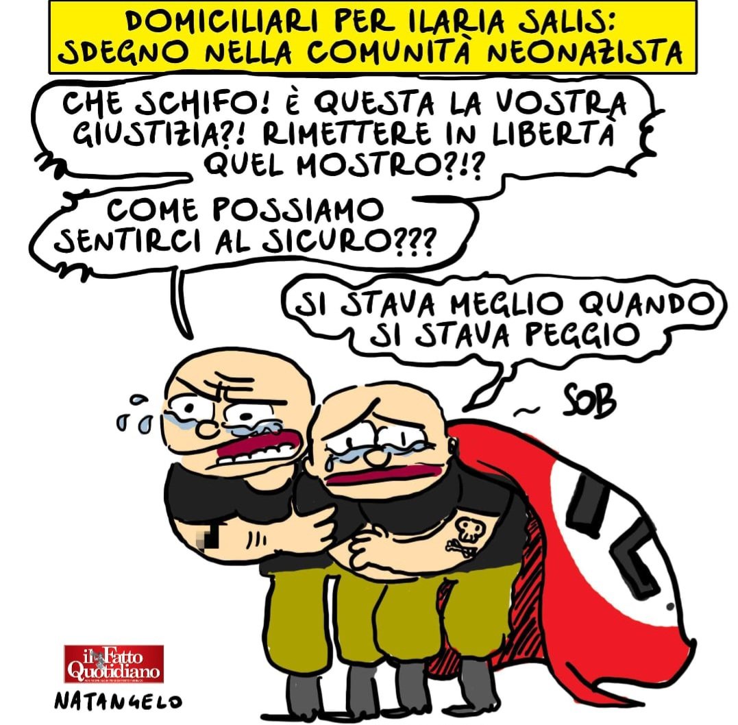 NatangeloM's tweet photo. QUANDO C'ERA LUI QUESTE COSE NON SUCCEDEVANO - la mia vignetta per la prima pagina de Il Fatto Quotidiano oggi in edicola! 

#ilariasalis #vignetta #fumetto #memeitaliani #umorismo #satira #humor #natangelo https://t.co/Utq8dfdaUl