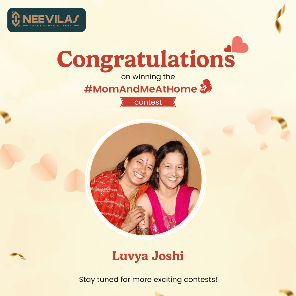 🥳 Drumroll, please! We are thrilled to announce Luvya Joshi as the winner of our #MomAndMeAtHome contest.
