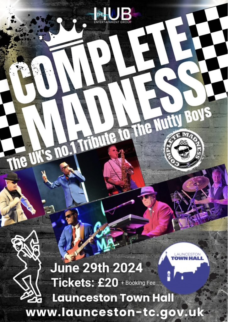 ‼️‼️DON’T WATCH THAT, WATCH THIS‼️‼️ we are delighted to be playing at 😎 Launceston Town Hall Saturday 29th June 2024 Western Road #Launceston #Cornwall PL15 7AR Tickets👇 launceston-tc.gov.uk/events/complet… #CompleteMadness #Ska #Madness #2tone #thespecials #thebeat #Gig #LiveMusic