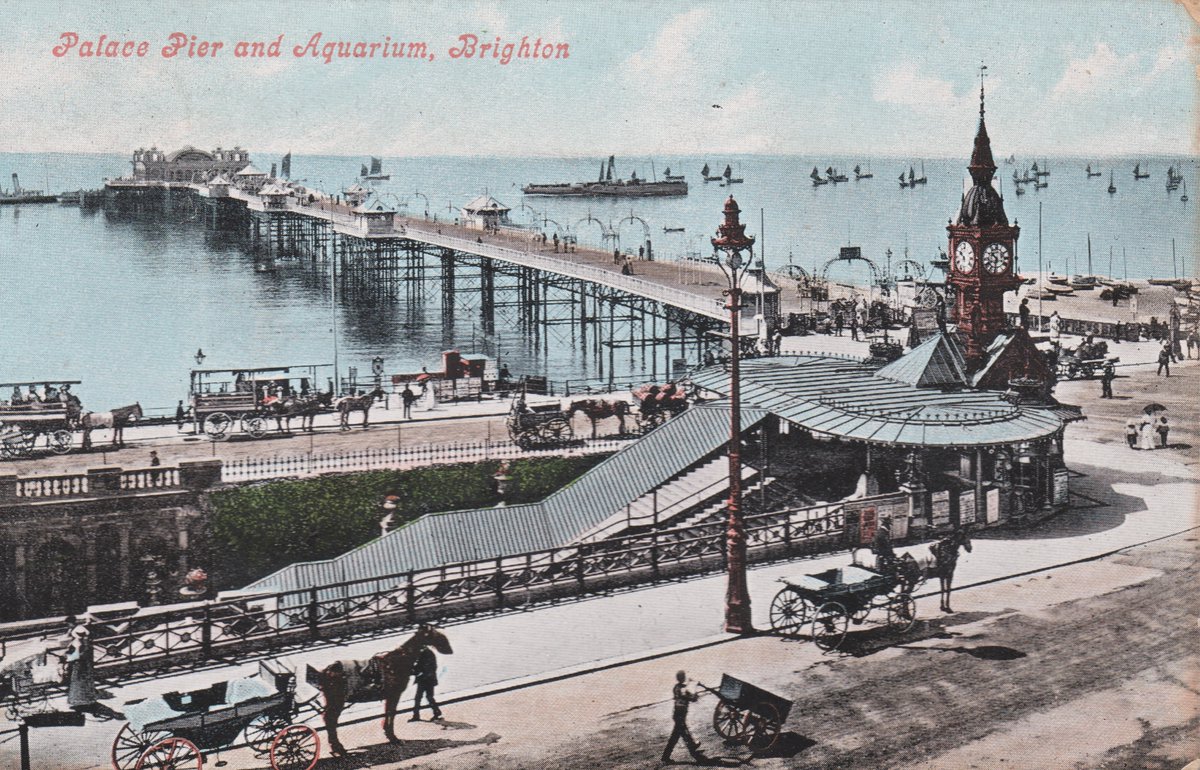 Brighton's Pier and Aquarium – sent to Miss Ruby Taylor, Hurst Green: Sorry I have not been able to write. We went to Brighton by boat yesterday. Had a very decent time. #PostedInThePast