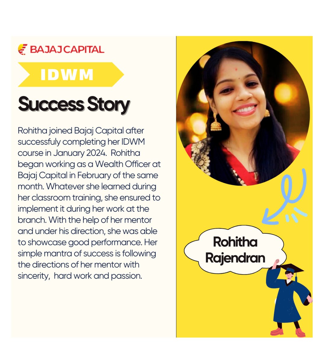 Rohitha Rajendran: The Success Story of ICOFP 🌟
#SuccessStory #FinancialExcellence #BajajCapital #InspiringWomen #idwm
