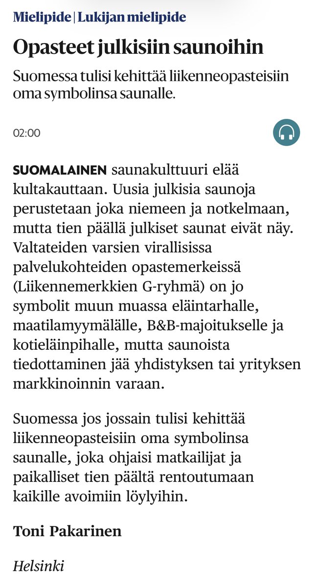 tonipaka's tweet photo. Kirjoitin Helsingin sanomiin mielipidekirjoituksen, että Suomessa tulisi kehittää liikenneopasteisiin oma symbolinsa saunalle. Tein tästä myös muutaman alustavan esimerkin. #sauna 
https://t.co/p7tjZt3ECY https://t.co/pCO9AbCGQC
