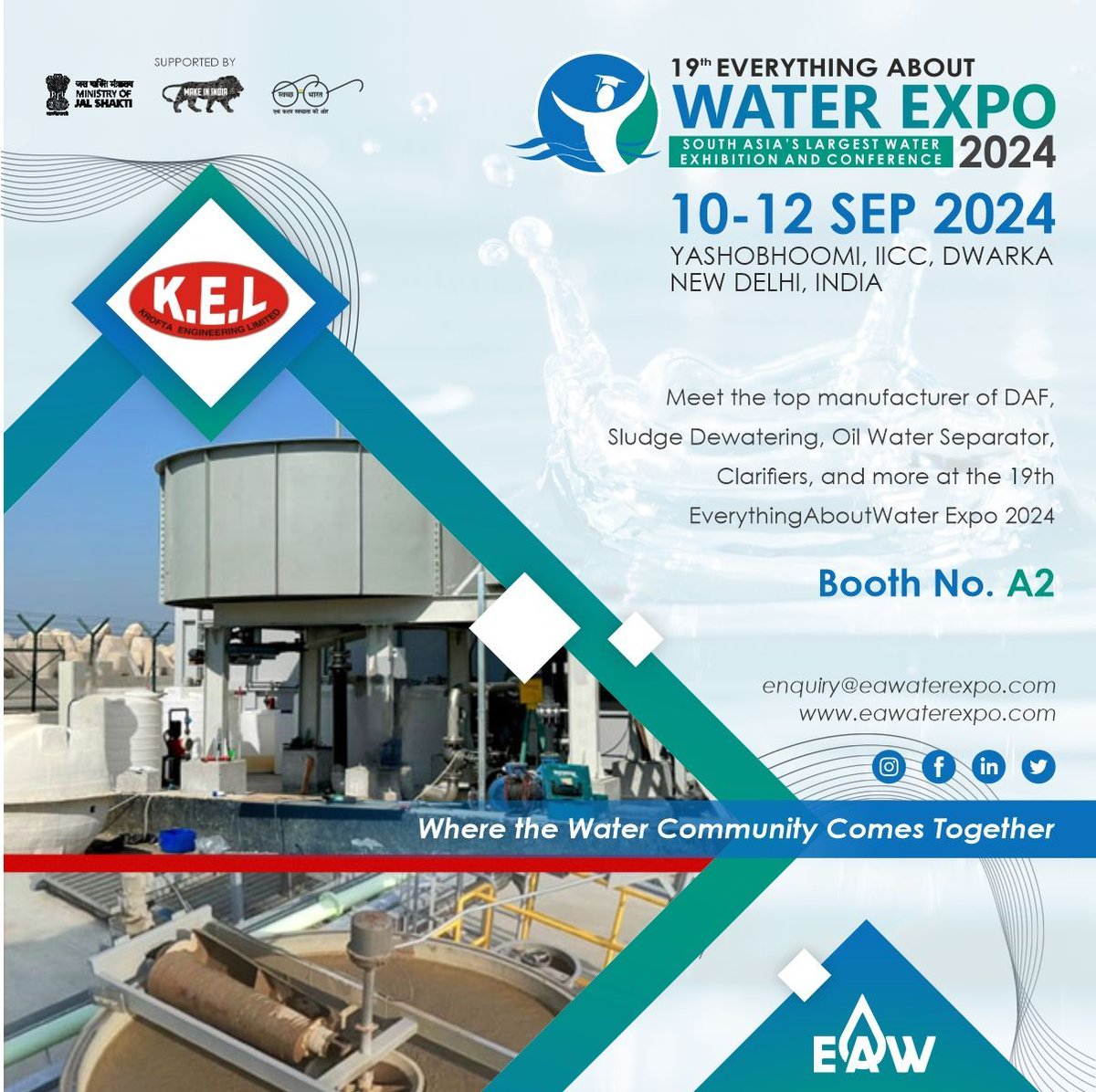 Meet industry leaders like @kroftaengineer1 at booth no. A2 and explore top-tier #DAF, #SludgeDewatering, #OilWaterSeparator, #Clarifiers, and more! Join us at #EAWaterExpo from 10 to 12 Sept 2024 at Yashobhoomi, IICC, New Delhi. 

Register Now: buff.ly/4aiGPZp