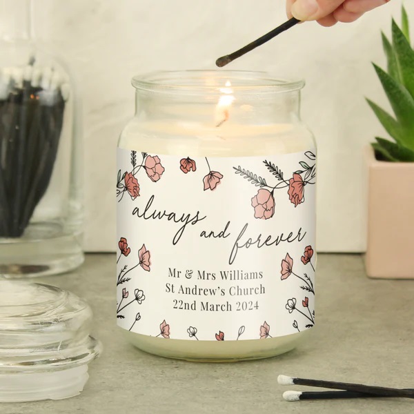 This 'Always & Forever' large, scented jar candle would make a lovely personalised gift idea for a wedding or anniversary lilybluestore.com/products/perso…  

#candle #scentedcandle #wedding #mhhsbd #shopindie #earlybiz