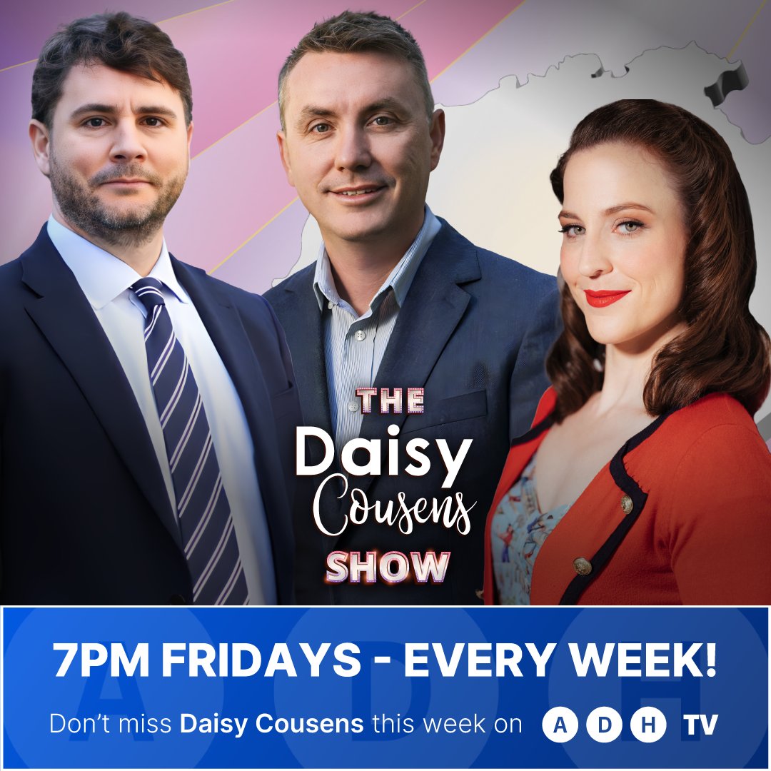 Don't miss The Daisy Cousens Show this Friday at 7:00PM!

With special guests, US author and political commentator, Dr James Lindsay, and One Nation's James Ashby. 

Watch live or on demand at ADH.TV

#ADHTV #DaisyCousens #PoliticalCommentary