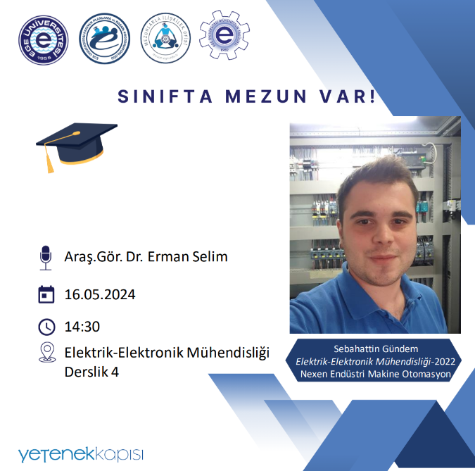 MezunEge's tweet photo. Mühendislik Fakültesi Elektrik ve Elektronik Mühendisliği Bölümü, Ödemiş MYO Bahçe Tarım Programı, Ödemiş MYO Tohumculuk Teknolojisi Programı mezunları Sınıfta Mezun Var etkinliği ile sınıflarımıza konuk oluyor.

@ProfNecdetBudak
@EgeMuhFak 
@odemismyo https://t.co/TeP3j9insy