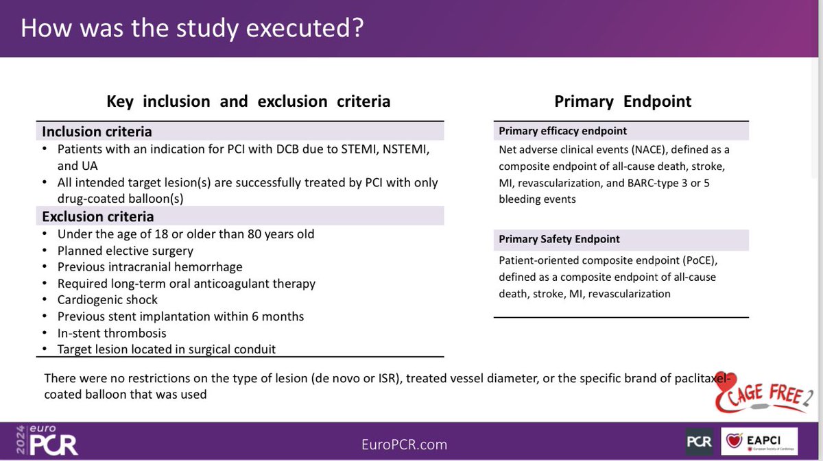 c_luqueno's tweet photo. #MLBT #EuroPCR
dual antiplatelet therapy de-escalation in patients after drug-coated balloon angioplasty
REC-CAGEFREE II trial
🟪 Drug-coated balloons (DCB) have emerged as a viable option for percutaneous coronary intervention.
🟪 DCB REQUIRES LESS INTENSE ANTIPLATELET THERAPY https://t.co/kVjKbqsOMF