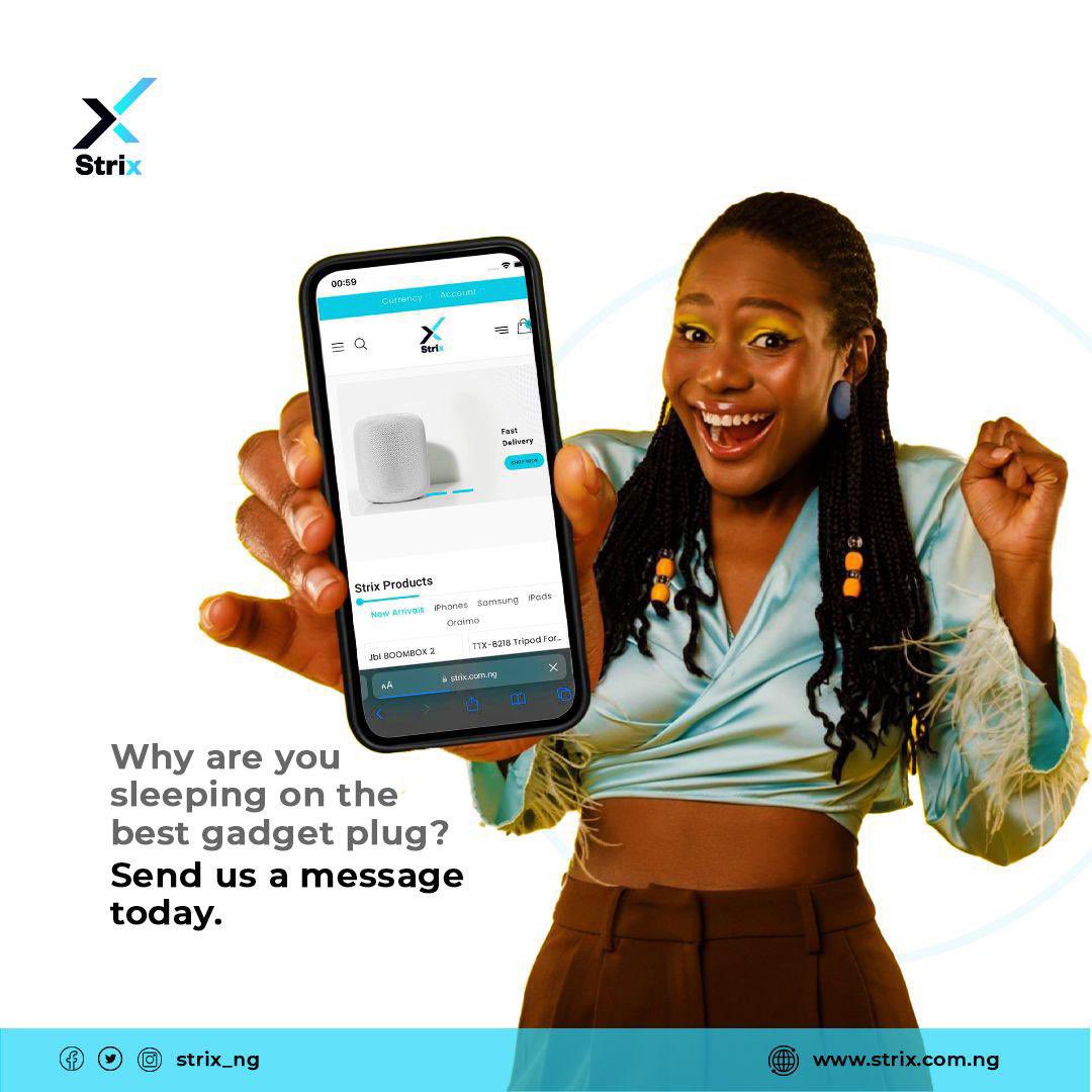 A chance to get the best💯 @Strix_ng is still the most reliable plug for quality gadgets at affordable price. Check them now👇 Visit strix.com.ng or walk into any Strix stores 📍 Felicity Mall, Idado,Lekki. Lagos 📍27, ogui road Enugu #Shopstrix