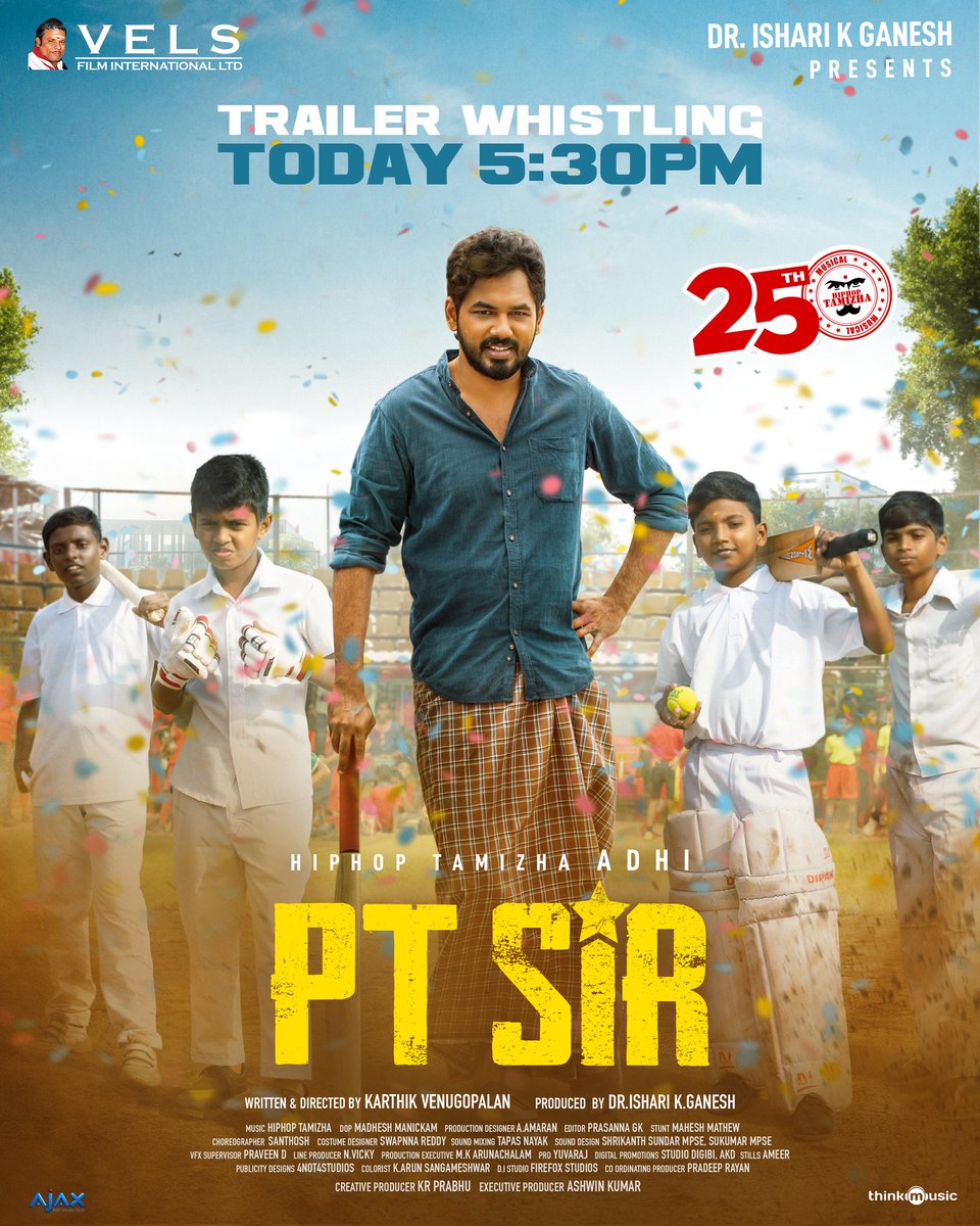 4not4 Studios (@4not4studios) on Twitter photo Pitch Bat Ball Ellaame Ready!
Namma #PTSir & Kuttys Gang Ready to Enthrall Y'all with Trailer!
#PTSirTrailer From Today
#HHT25 <a href="/VelsFilmIntl/">Vels Film International</a> <a href="/IshariKGanesh/">Dr Ishari K Ganesh</a> <a href="/karthikvenu10/">Karthik Venugopalan</a> <a href="/kashmira_9/">Kashmiraofficial</a> <a href="/madheshmanickam/">madheshmanickam</a> <a href="/editor_prasanna/">Prasanna.G.K</a> <a href="/MaheshMathewMMS/">MaheshMathew Stunt choreographer</a> <a href="/swapnaareddy/">swapnaa reddy</a> @Amirtha8 <a href="/thinkmusicindia/">Think Music</a> Pitch Bat Ball Ellaame Ready!
Namma #PTSir & Kuttys Gang Ready to Enthrall Y'all with Trailer!
#PTSirTrailer From Today
#HHT25 <a href="/VelsFilmIntl/">Vels Film International</a> <a href="/IshariKGanesh/">Dr Ishari K Ganesh</a> <a href="/karthikvenu10/">Karthik Venugopalan</a> <a href="/kashmira_9/">Kashmiraofficial</a> <a href="/madheshmanickam/">madheshmanickam</a> <a href="/editor_prasanna/">Prasanna.G.K</a> <a href="/MaheshMathewMMS/">MaheshMathew Stunt choreographer</a> <a href="/swapnaareddy/">swapnaa reddy</a> @Amirtha8 <a href="/thinkmusicindia/">Think Music</a>