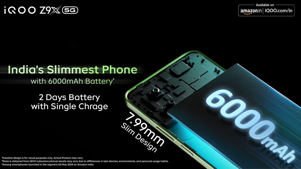 Experience the sleek sophistication of India’s Slimmest* phone with a 6000mAh battery, housed in just 7.99mm Slim design. 

Know More - bit.ly/3wmJjIi
Watch Now - bit.ly/3yfyCb0

#iQOO #AmazonSpecials #FullDayFullyLoaded
