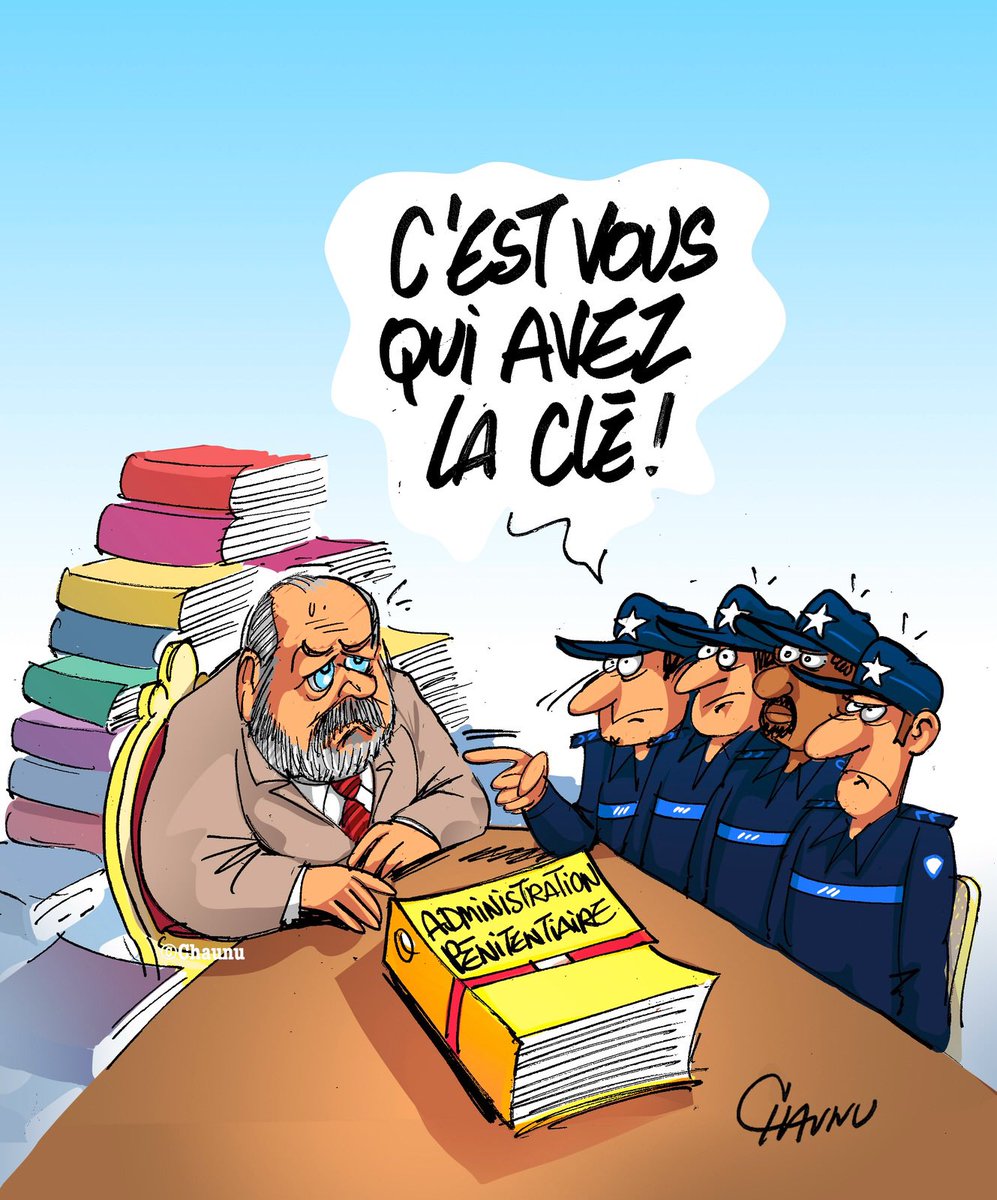 ✏️ mon dessin publié aujourd’hui dans @ouestfrance #administrationpenitentiaire #EricDupondMoretti reçoit les syndicats #actu #dessindepresse