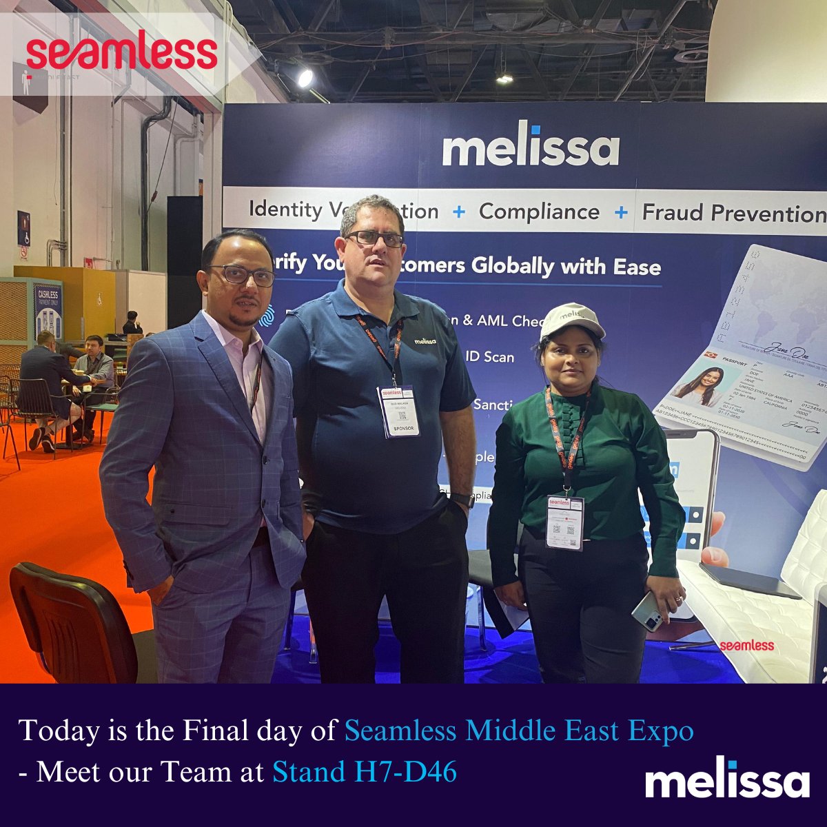 Today is the final day of the Seamless Middle East Expo!🌟 Visit our team at Stand H7-D46 to explore seamless onboarding solutions for customers, featuring real-time Identity and Address Verification.🔍 Don't miss out!🚀
#SeamlessDXB #seamless2024