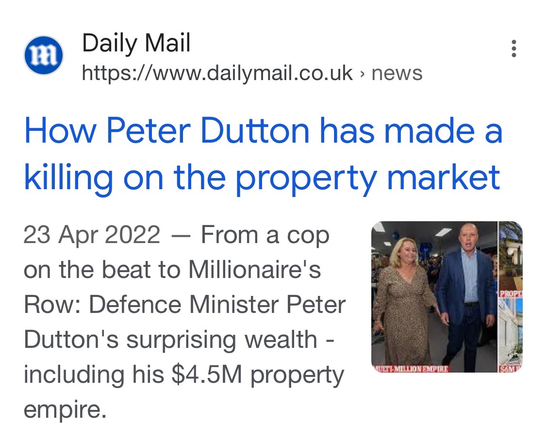 True. Peter Dutton is part of the Millionaire Row crowd in QLD. #auspol