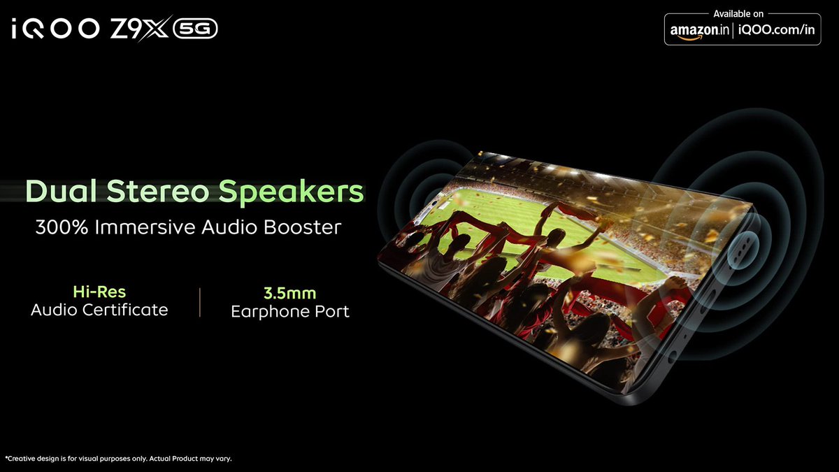 Get ready to groove like never before with the Dual Stereo Speakers of the new #iQOOZ9x, delivering 300% Immersive Audio Booster. Experience the beats in their full glory! Know More - bit.ly/3wmJjIi Watch Now - bit.ly/3yfyCb0 #iQOO #AmazonSpecials