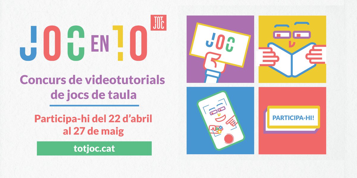 El @cpnlcat organitza el concurs #JOCen10 de videotutorials en català sobre jocs de taula. T'animes a participar-hi? 👉Bases del concurs al web del CPNL cpnl.cat/jocs/bases-con…… @mas_fonollar @CEPuigcastellar @jovest @rellotgexxi @JaKoloma @elmirallnet @cclaietansgram