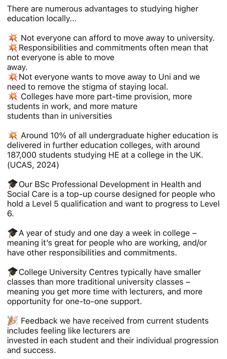 Dr_EmmaB's tweet photo. 📚We still have spaces available on our BSc Professional Development in Health and Social Care 🎉 Perfect for those with a L5 who want to top-up to a L6; with small cohorts &amp; supportive lecturers @NewCollSwindon https://t.co/aBjxw1Kh60
