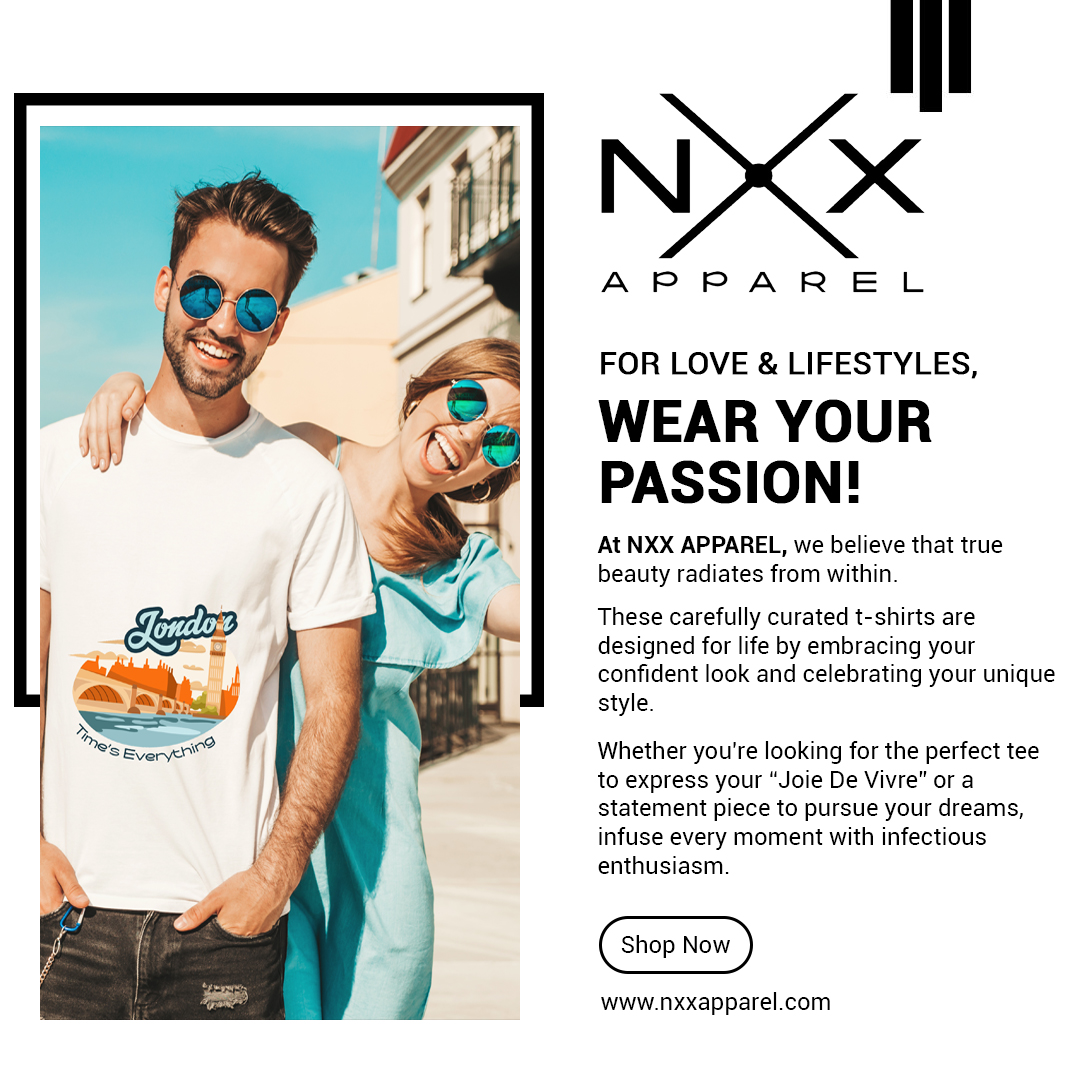 Embrace your confidence and wear your passion with NXX APPAREL! 🌟👕 Discover t-shirts that celebrate your unique style and inspire your dreams. Live every moment with infectious enthusiasm. ✨❤️ #NXXApparel #ExpressYourself #FashionWithPassion