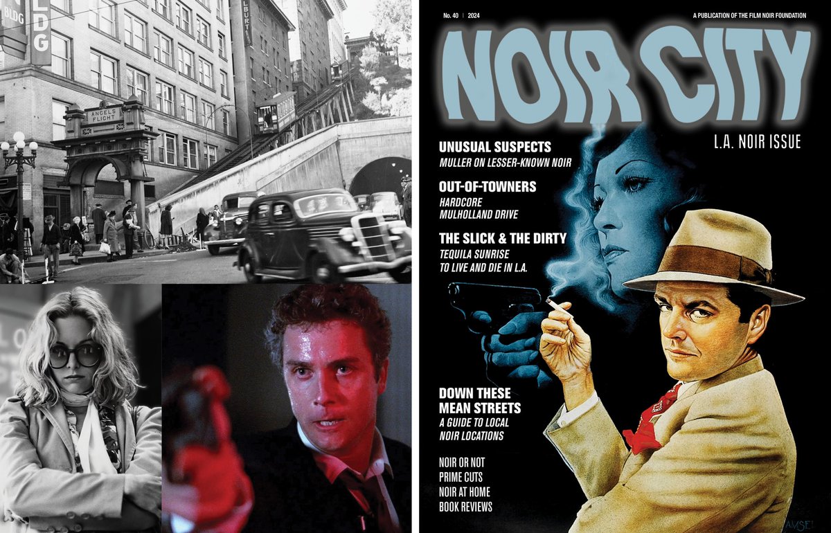 The gorgeous front-and-back cover design for the current issue of NOIR CITY. @MWKronenberg did a terrific job of capturing the allure of LA over multiple decades. (It looks even better in print). Print: rb.gy/zdysfg Digital: rb.gy/rtn6px