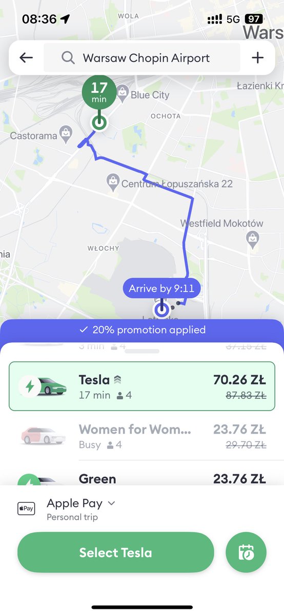 teslaownerspl's tweet photo. Cześć!

W aplikacji @boltapp możecie zamawiać już przejazdy Teslami jedną z nowych Tesli Model Y należących do korporacji :)

#tesla #polska #poland #modely #taxi #ev #elektromobilnosc https://t.co/eIC8VWowQZ