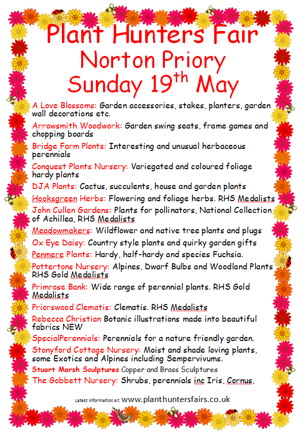 We are at the wonderful Norton Priory just outside Runcorn this Sunday and with a great line up of independent plant nurseries and garden accessories and art. It's just £1 to enter the fair. There are also special offer advance tickets that include entry to the garden and museum