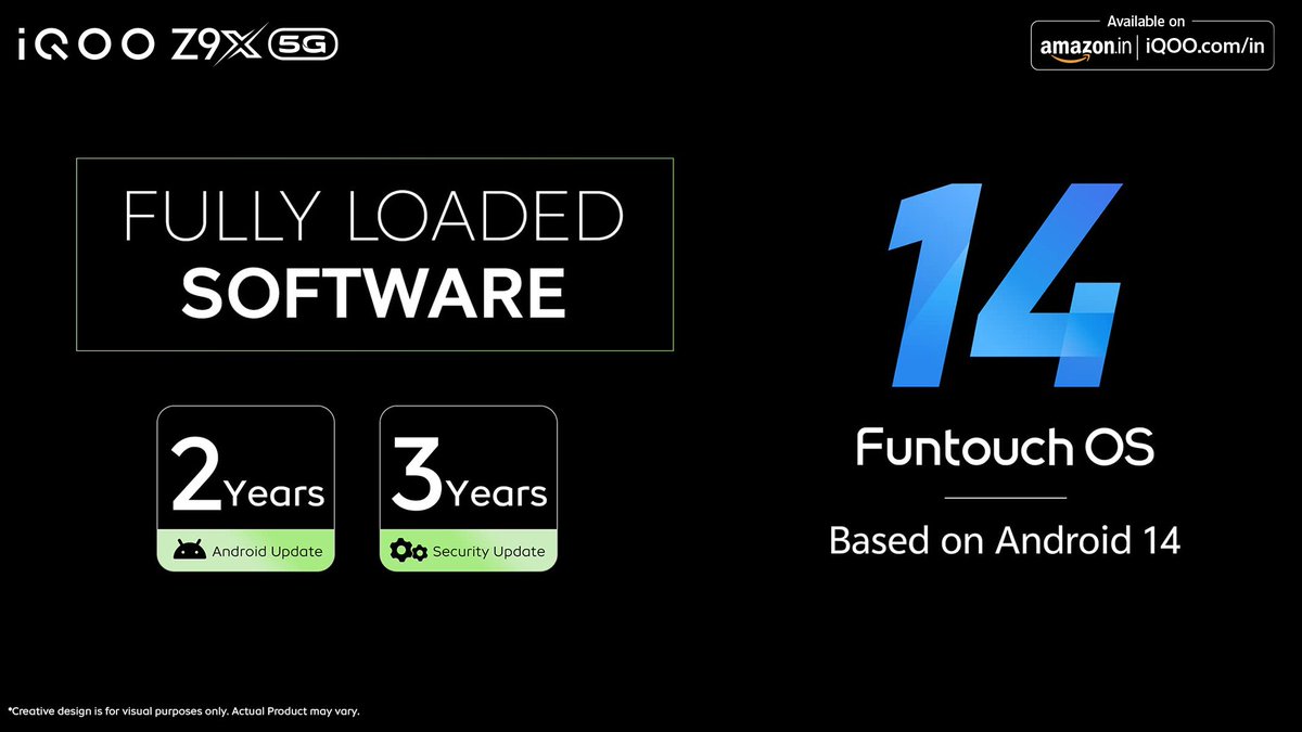 Stay ahead of the curve with #FuntouchOS14 based on #Android14 on the new #iQOOZ9x. Enjoy the assurance of 2 years of Android updates and 3 years of security updates. 

Know More - bit.ly/3wmJjIi
Watch Now - bit.ly/3yfyCb0

#iQOO #AmazonSpecials