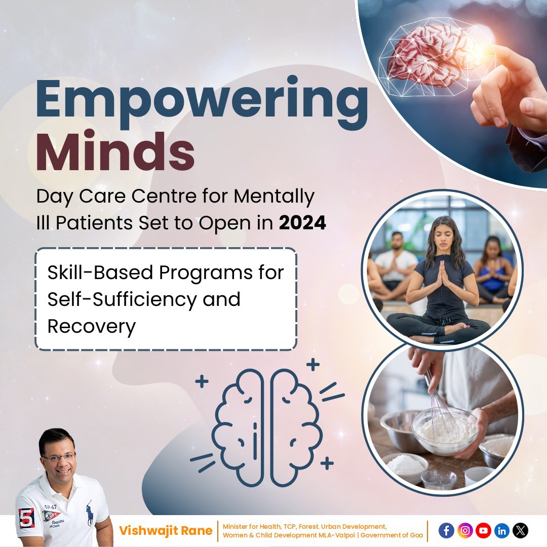 By the end of 2024, a Day Care Centre at the Institute of Psychiatry and Human Behavior in Bambolim (Goa) will open its doors to mentally ill patients. Offering a unique approach, it will teach skills like yoga, baking and other activities to foster self-reliance among patients.