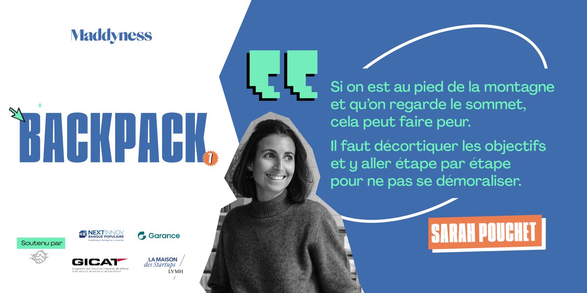 Elle nous fait l'honneur d'être présente dans le #BackPack 7 pour aider tout entrepreneur à se lancer tout en confiance. Découvrez ses conseils dans le chapitre 1 du #BackPack. maddyness.com/2024/02/16/bac… 🤝 @BanquePopulaire , @GICAT, @LVMH , @GaranceMutuelle .