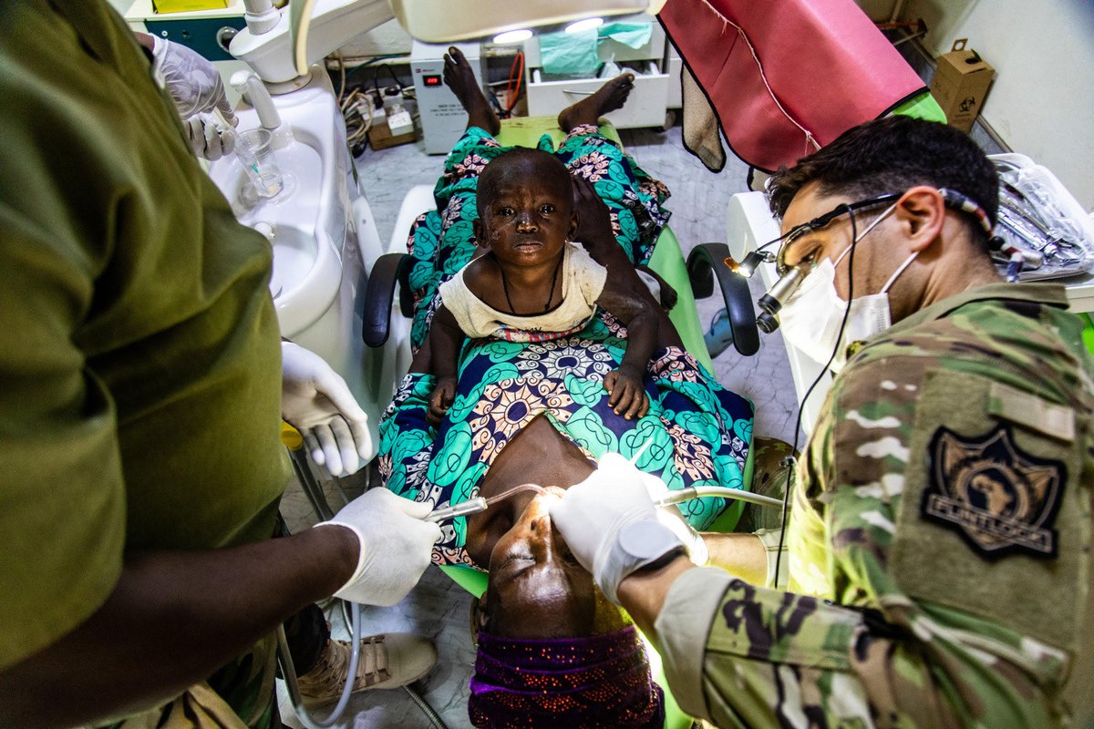 .@USSOCAF and Ghanaian service members provide dental care to local citizens during a Dental Civic Action Program as part of #Flintlock24 in Tamale, Ghana, May 15, 2024.