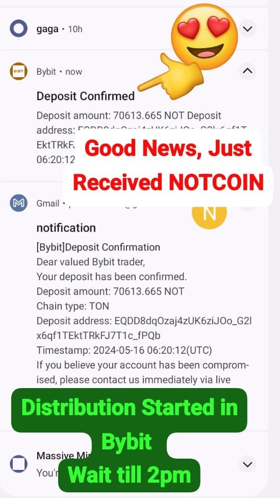 CONGRATULATIONS 👏 🎉 
Successful Received NOTCOIN in #Bybit check √ Your NOT