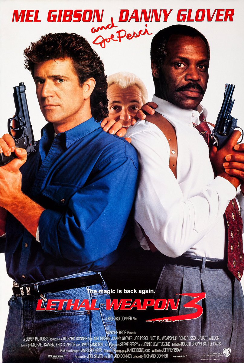 🎬MOVIE HISTORY: 32 years ago today, May 15, 1992, the movie 'Lethal Weapon 3' opened in theaters!

#MelGibson @mrdannyglover #JoePesci #ReneRusso #StuartWilson #SteveKahan #DarleneLove #EbonieSmith #NickChinlund #AlanScarfe #MaryEllenTrainer #AndrewHillNewman #MarkPellegrino