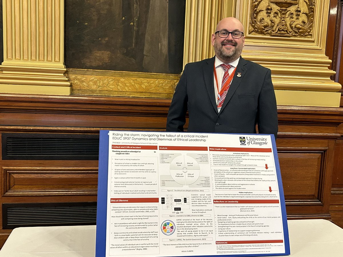 Congratulations to headteachers on In Headship Cohort 7 <a href="/UofGEducation/">School of Education</a> who presented their posters on the Dynamics and Dilemmas of  Ethical Leadership at the <a href="/GCCLeadLearn/">Leadership Learning in Glasgow</a> <a href="/UofGEducation/">School of Education</a> “Learning City” Conference. We are so proud of you! <a href="/Doug_GCC/">Douglas Hutchison</a> @AliJMitchHT @julieharvie67