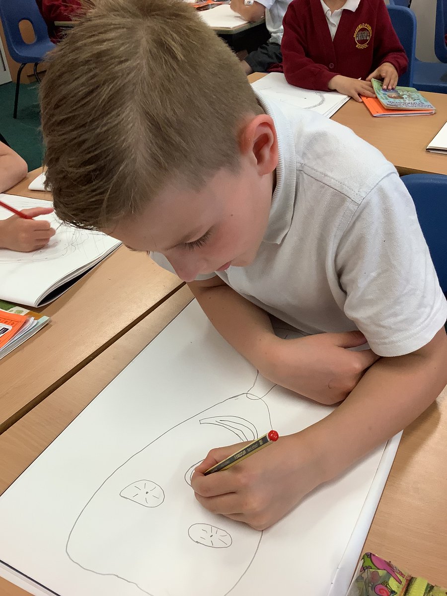 The bears class responded to some work by Giuseppe Arcimboldo whilst listening to some calming music. We use music to help create a calming environment in our classroom and to assist with self regulating our emotions.