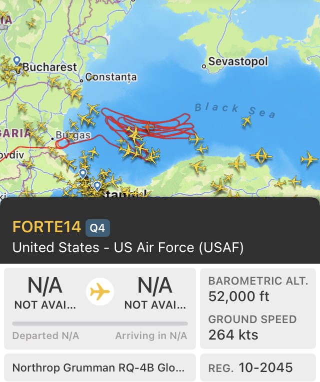 This is a very odd flight for FORTE. Started with a racetrack, evolved into concave, all west of Crimea towards Odesa.