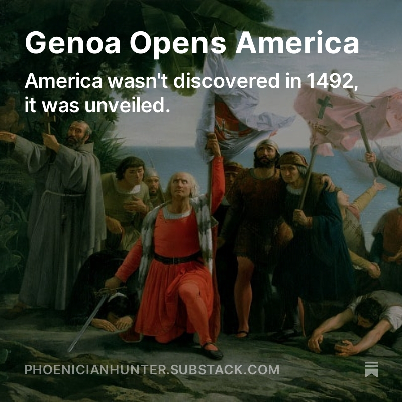 The unveiling of America by the Genoese merchants.

It's currently free to read, only a few days until it goes into paid archive.

Link in bio.
