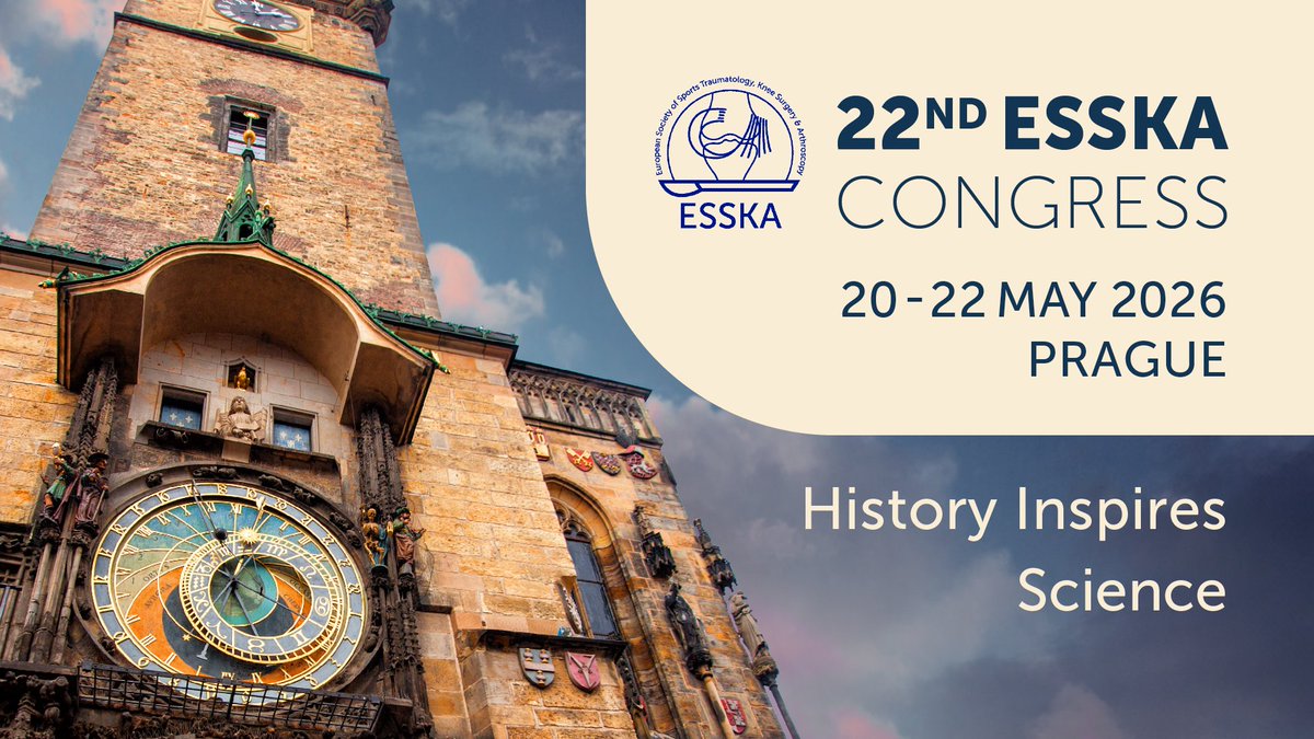 Save the Date for #ESSKA2026 in #Prague! We're thrilled to announce that we will be heading to the historic city of Prague in 2026! Join us for another unforgettable gathering of #orthopedic and #SportsMedicine #experts from around the #globe. Stay tuned for more details!