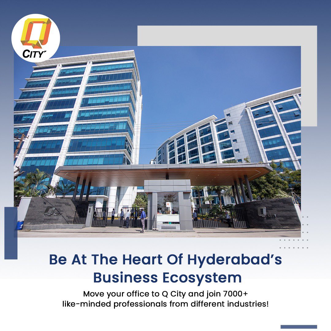 Elevate your business in Hyderabad's #FinancialDistrict at #QCity. Enjoy prime access to key business hubs, corporate headquarters, and major transportation routes. Join a vibrant community of innovators and industry leaders to propel your business forward.