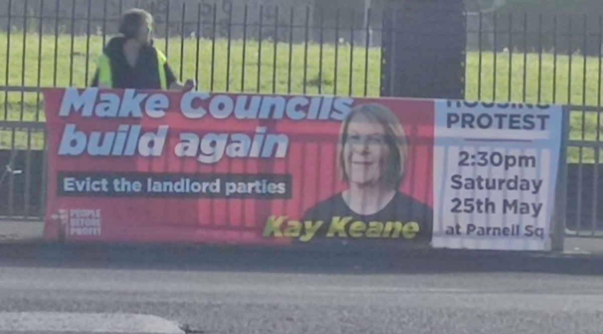 Double @kaykeane14 as we're out building for housing rally Saturday 25 May. Details: 2.30pm at Custom House!