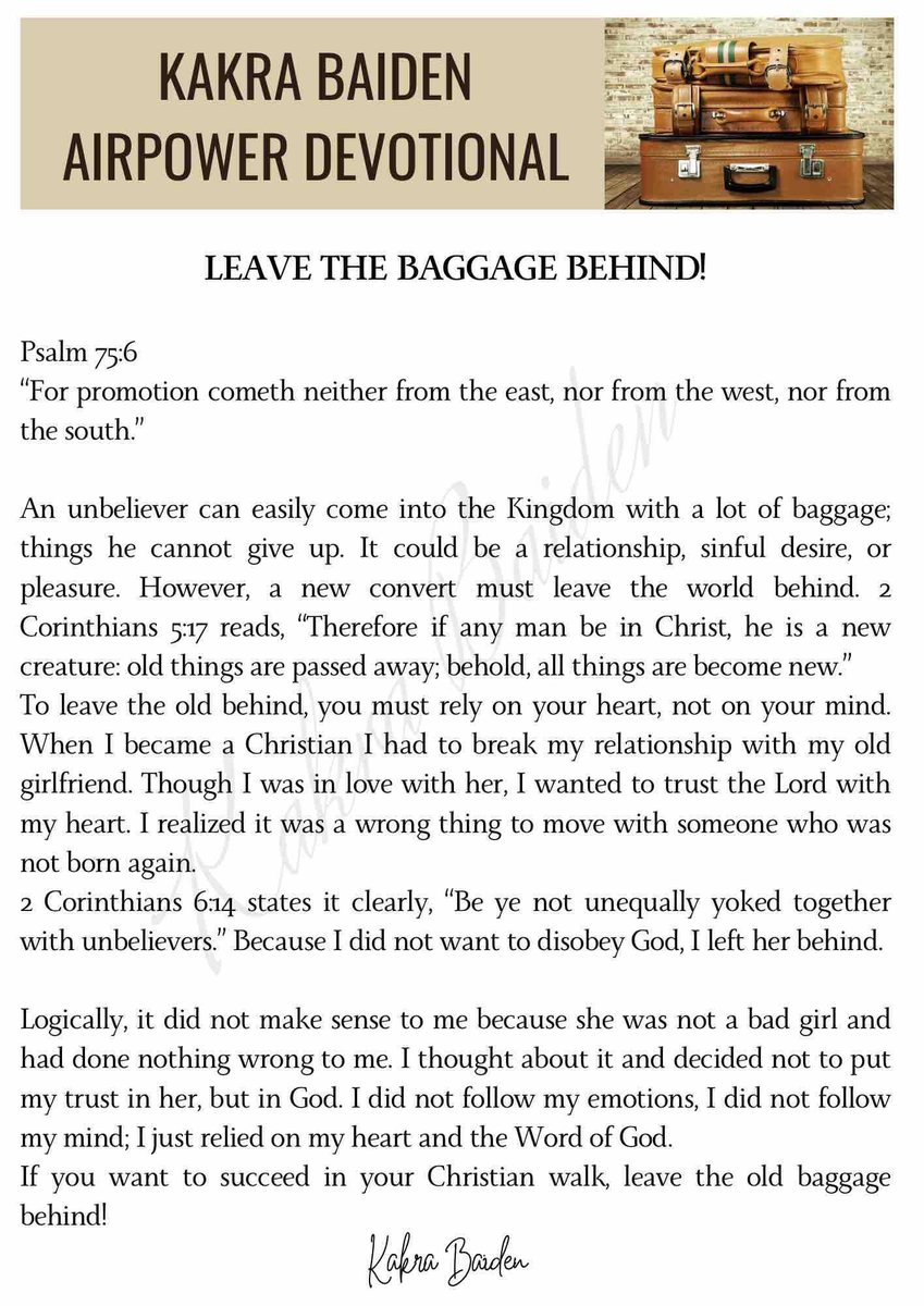 LEAVE THE BAGGAGE BEHIND

#kakrabaiden #devotional #daily #retweet