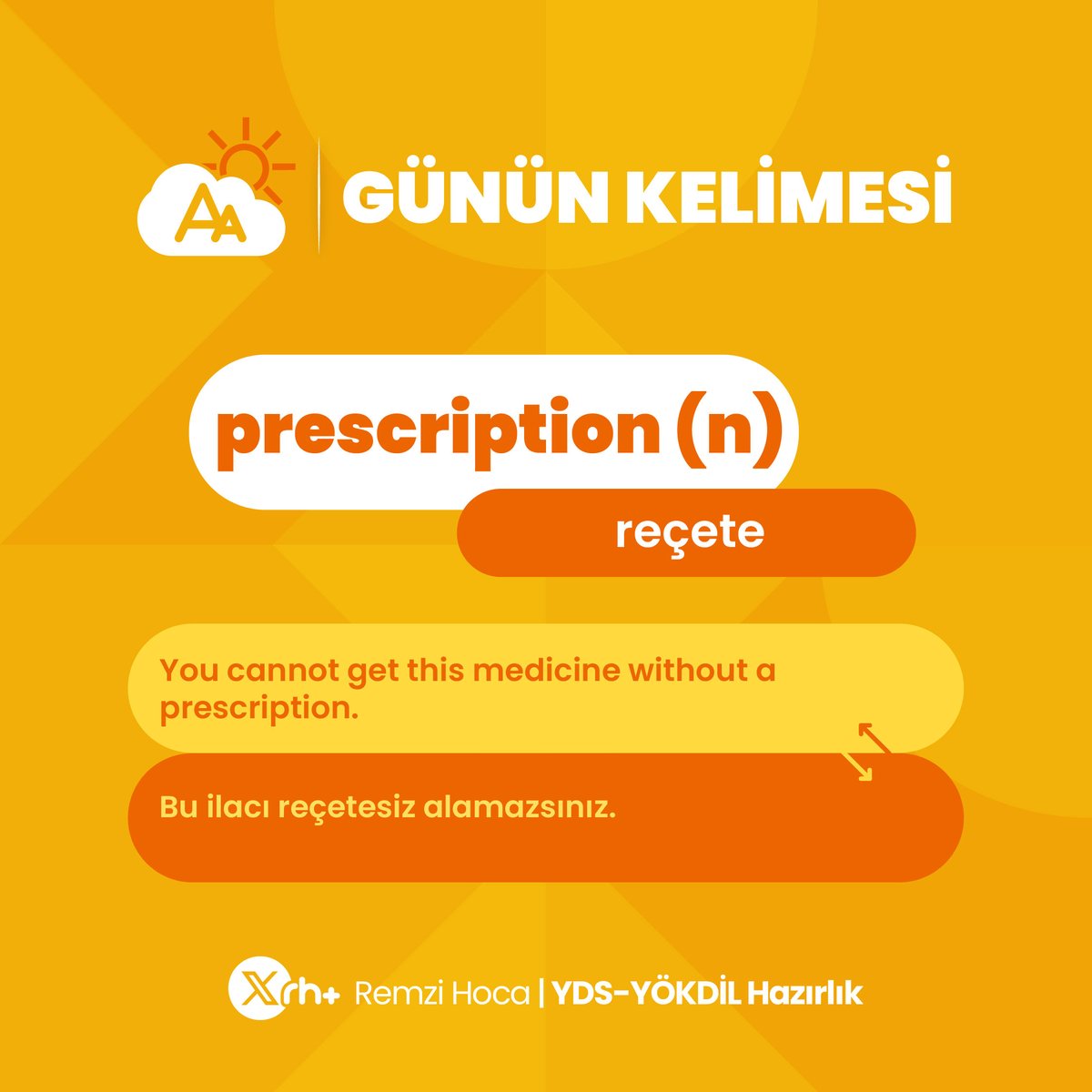Günaydın! ✨ Günün kelimesi 'prescription' 📌 #vocabulary #ydskelime #yökdilkelime #remzihoca