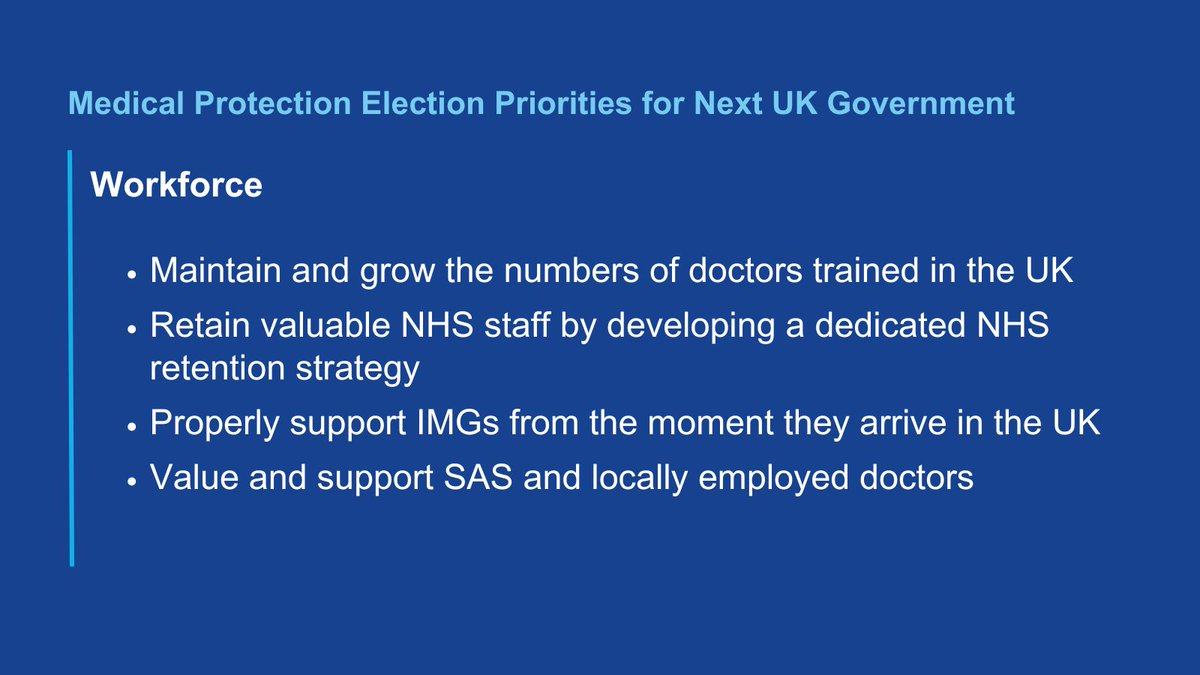 🇬🇧 We are calling on the next UK Government to support and develop the medical workforce to ensure the delivery of timely and effective care to patients: medicalprotection.org/uk/media-polic…