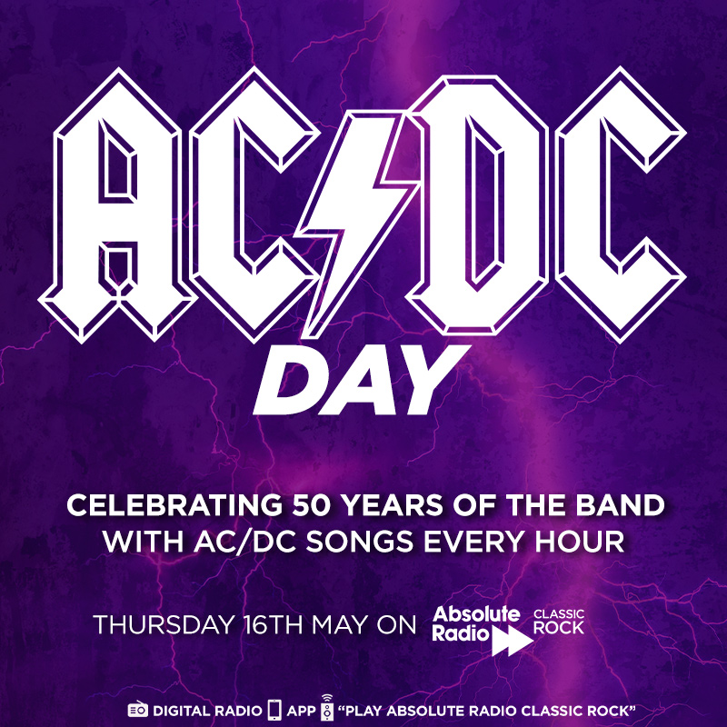Today is the day! Join us as we celebrate 50 years of the genius work of @acdc! ⚡️ Plus we’re giving away AC/DC tickets for Wembley Stadium at absoluteradio.co.uk/win!