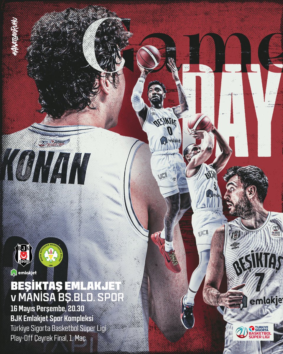 Bugün #BeşiktaşınMaçıVar 🦅
🏆 Türkiye Sigorta Basketbol Süper Ligi
⚔️ Play-Off Çeyrek Final İlk Maçı
🆚 Manisa BBSK
📍 BJK Emlakjet Spor Kompleksi
⏰ 20.30
📺 beIN SPORTS 5