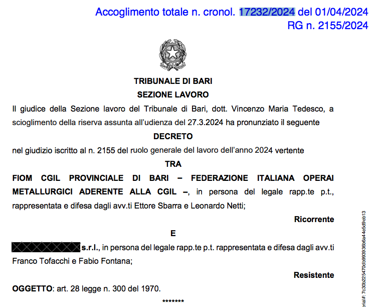 labour_lawyers's tweet image. Trib. Bari 1° aprile 2024, n. 17232: è #antisindacale la condotta del #datore di #lavoro che esclude alcuni #lavoratori dalla #stabilizzazione, prevista da un accordo #sindacale, a causa del contenzioso in corso tra essi e la società-&amp;gt;wikilabour.it/wp-content/upl…