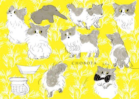 「#見た人もなにか無言で猫を貼る 」|ももろ　4／20発売絵本「パンダのパクパクきせつのごはん」のイラスト